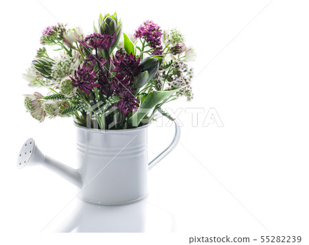 Bouquet of wildflowers in a white watering can 55282239