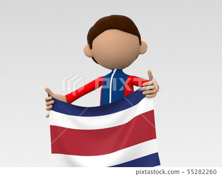 Costa Rican athletes raising the national flag 55282260