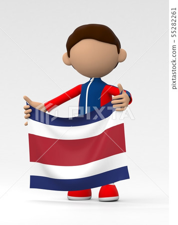 Costa Rican athletes raising the national flag 55282261