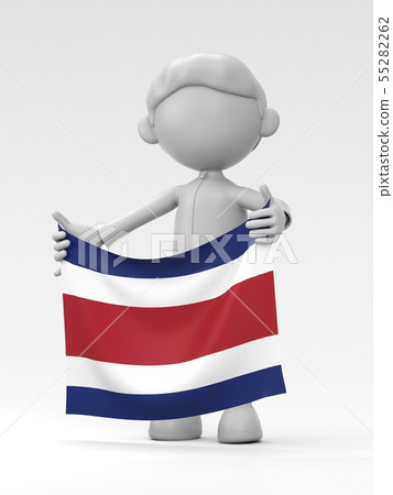 Costa Rican athletes raising the national flag 55282262