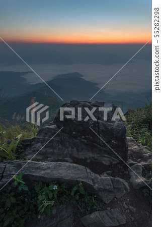 Beautiful sunrise and seafog in the early morning 55282298