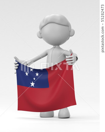 Samoan athlete raising a national flag 55282473