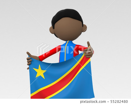 Athlete in the Democratic Republic of the Congo raising the national flag 55282480