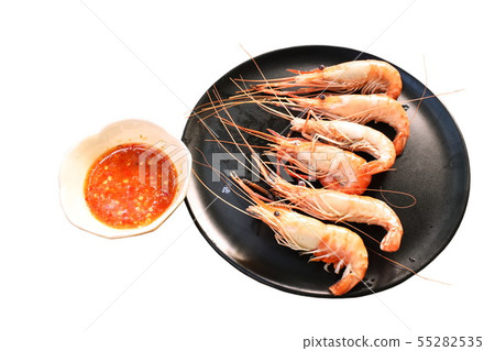steamed shrimp with salt dipping spicy sauce 55282535