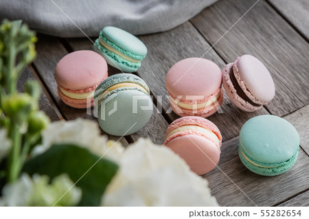 Close up colorful macarons dessert  55282654