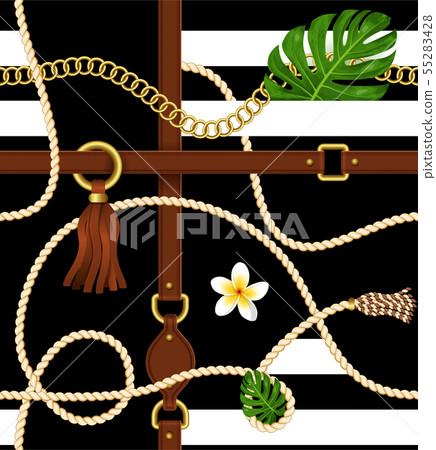 Seamless pattern with belts and chain for fabric. 55283428