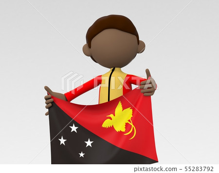 巴布亞新幾內亞運動員舉起國旗 55283792
