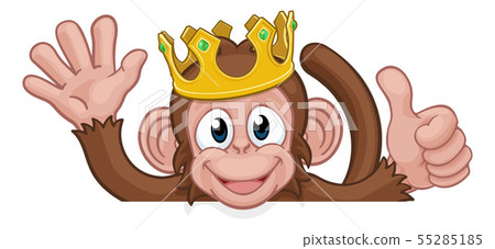 Monkey King Crown Thumbs Up Waving Sign Cartoon 55285185