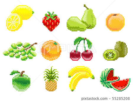 Pixel Art 8 Bit Video Game Fruit Icon Set Pixel Art 8 Bit Video Game Fruit Icon Set 55285208