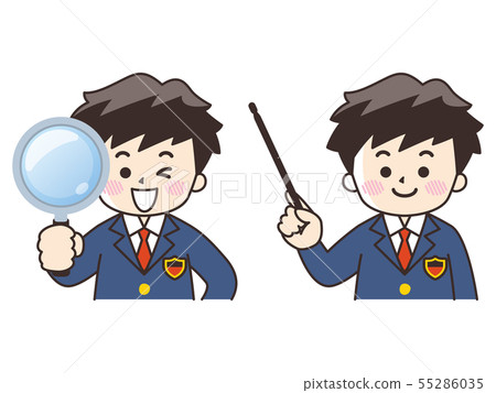 Magnifying glass and pointer stick High school boy (blazer) Magnifying glass and pointer stick High school boy (blazer) 55286035