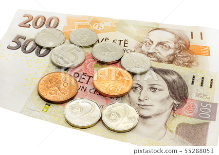 Czech money, banknotes and coins Czech money, banknotes and coins 55288051