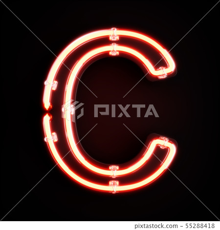 Neon light alphabet character C font 55288418