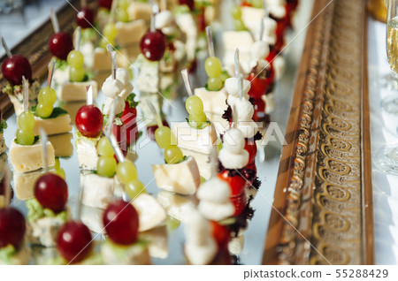 catering services background with snacks on guests table outdoor wedding party 55288429