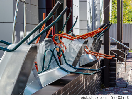 construction trolley with rubber wheels close up 55288528