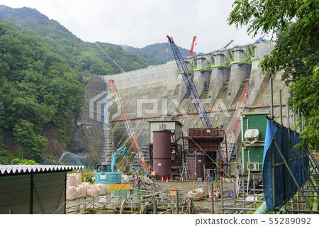 A view from the downstream of the Yaba dam construction site nearing completion (Gunma Prefecture Naganohara Town) 55289092