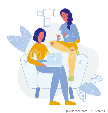 Trendy Lifestyle, Online Leisure Flat Illustration Trendy Lifestyle, Online Leisure Flat Illustration 55289751