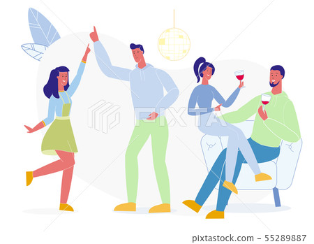 Students Dancing, Drinking Vector Illustration 55289887