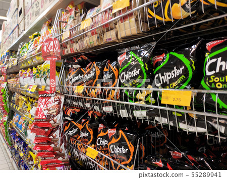 Miscellaneous junk foods & snacks on rack for sale 55289941