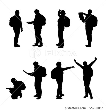 Set of realistic illustration of a silhouette of a 55290044