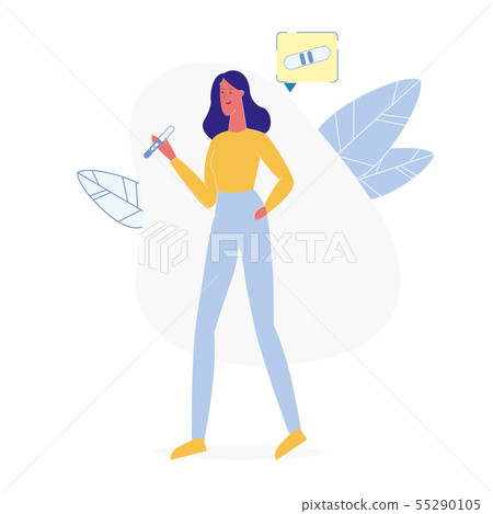 Lady Holding Pregnancy Test Vector Illustration 55290105