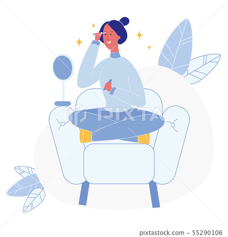 Woman Dyeing Eyelashes Flat Vector Illustration Woman Dyeing Eyelashes Flat Vector Illustration 55290106