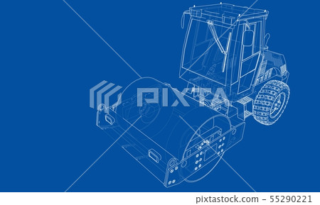 Construction machine. Asphalt compactor vector 55290221
