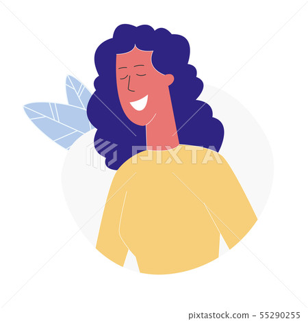 Female Smiling Face Expression Flat Illustration 55290255