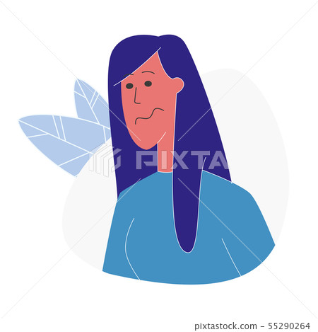 Offended Woman Portrait Flat Vector Illustration 55290264