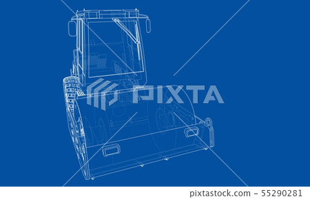 Construction machine. Asphalt compactor vector Construction machine. Asphalt compactor vector 55290281