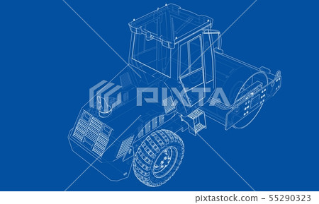 Construction machine. Asphalt compactor vector 55290323