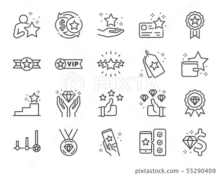 Royalty program line icon set. 55290409