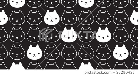cat seamless pattern vector kitten head face tile - Stock Illustration ...