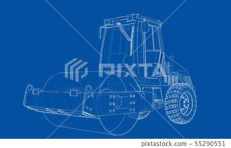 Construction machine. Asphalt compactor vector 55290551