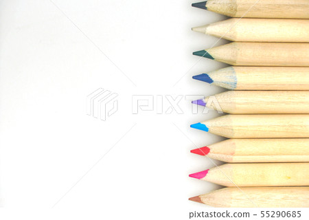 Group of mix pencil colors on white background. Group of mix pencil colors on white background. 55290685