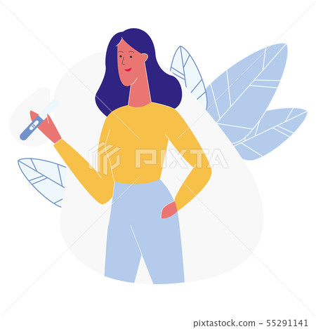 Woman Hold Positive Pregnancy Test Illustration 55291141