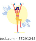 Knees Lift with Dumbbells Flat Vector Illustration 55291248