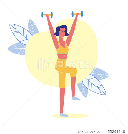 Knees Lift with Dumbbells Flat Vector Illustration 55291248