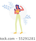 Bodybuilder Taking Selfie Flat Vector Illustration 55291281