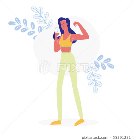 Bodybuilder Taking Selfie Flat Vector Illustration 55291281
