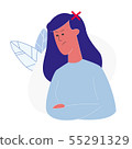 Female Angry Face Expression Flat Illustration 55291329