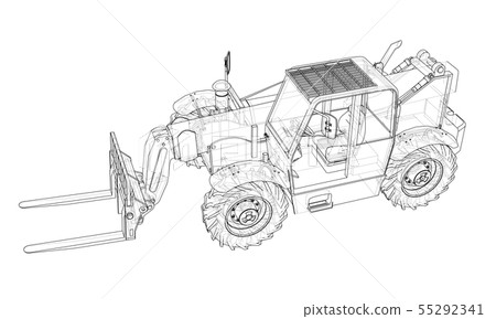 Forklift concept. Vector rendering of 3d Forklift concept. Vector rendering of 3d 55292341