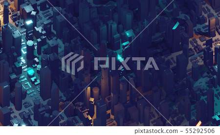 Internet of things. Futuristic technology background, cyberspace game city. 3d rendering 55292506