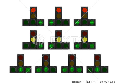 Set of traffic lights. 55292583