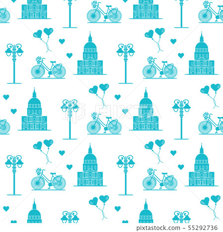 Paris Seamless pattern. Symbols and landmarks. Paris Seamless pattern. Symbols and landmarks. 55292736