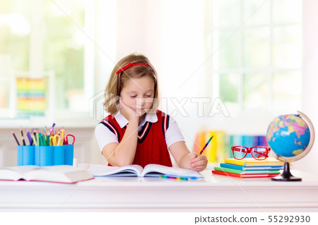 Kids doing homework. Children go back to school. 55292930