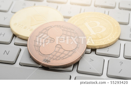 Ripple, Bitcoin, Ethereum on the keyboard Ripple, Bitcoin, Ethereum on the keyboard 55293420