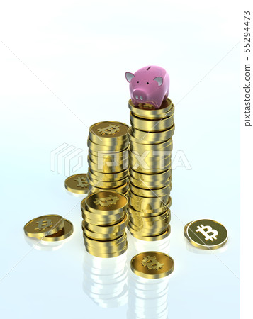 CG 3D Illustration Stereoscopic Design Pig's Piggy Bank Coin Virtual Currency Economic Business Bit Coin CG 3D Illustration Stereoscopic Design Pig's Piggy Bank Coin Virtual Currency Economic Business Bit Coin 55294473
