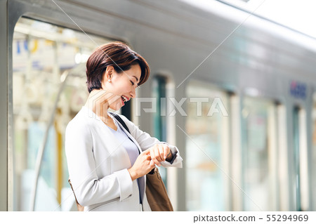 Business woman train photography cooperation "Keio Electric Railway Co., Ltd." 55294969