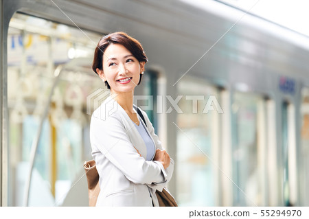 Business woman train photography cooperation "Keio Electric Railway Co., Ltd." 55294970