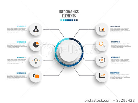 Vector infographic template with 3D paper label, Vector infographic template with 3D paper label, 55295428